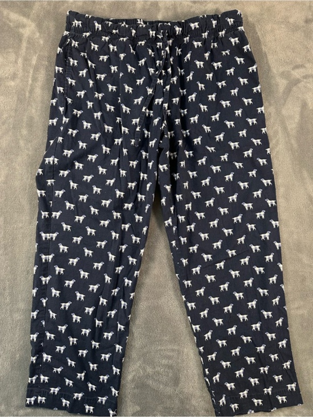 L.L. Bean Navy Blue Straight Leg Pajama pants with White Dog Print
